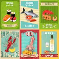 Free vector seafood poster set