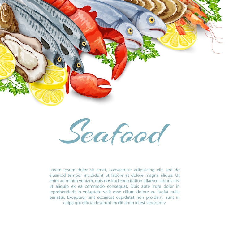 Free Vector seafood products background