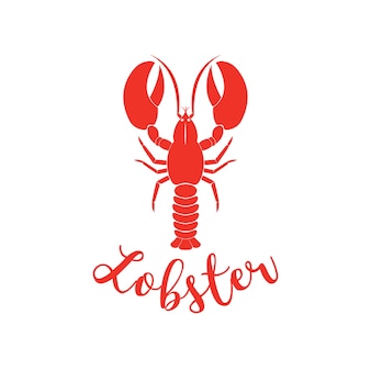 Seafood restaurant logo template with lobster on white background