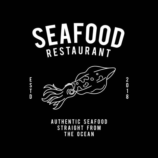Ресторан морепродуктов текст дизайн вектор