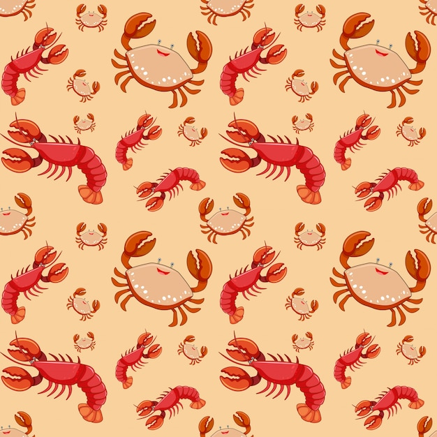 Free vector seafood on seamless pattern