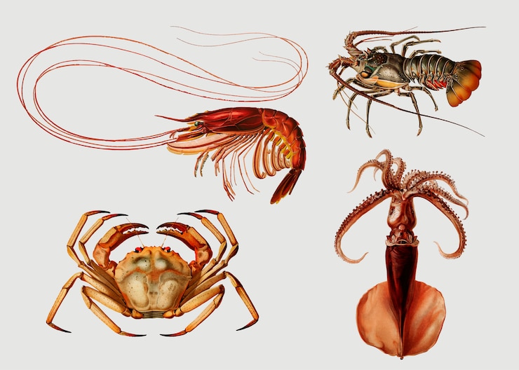Free Vector seafood varieties