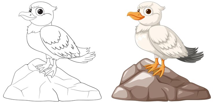 Free Vector seagull perched on rocky outcrop