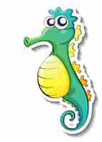 Free vector seahorse animal cartoon character sticker