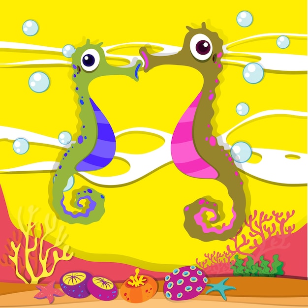 Free vector seahorse swimming under the ocean