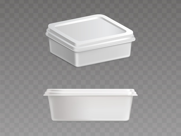 Free vector sealed plastic container for food products vector