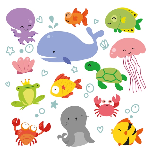 Free vector sealife animals collection