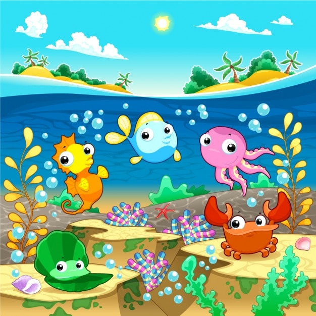 Vettore gratuito sealife desing backgound