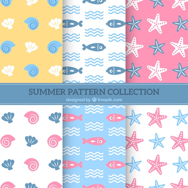 Vettore gratuito collezione di sfondo pattern sealife