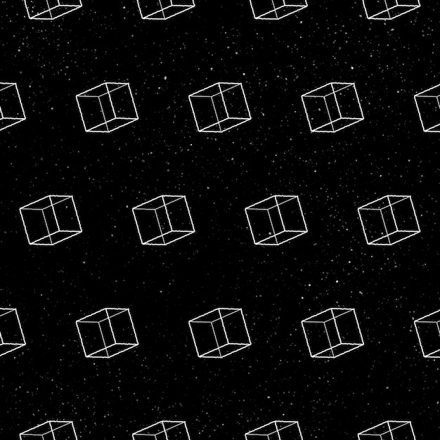 黒の背景デザインのシームレスな3D幾何学的な立方体パターン