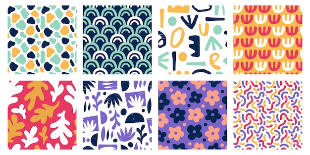 Seamless abstract color shapes patterns