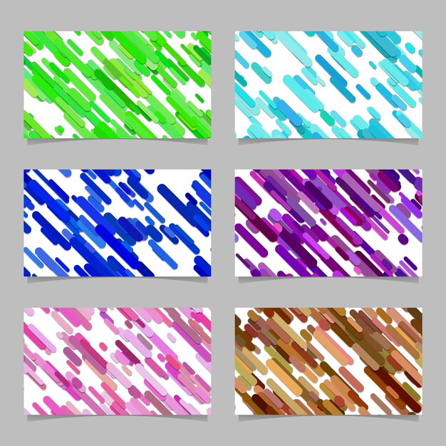 Seamless abstract random rounded diagonal stripe pattern card background template set - vector illustrations with stripes in colored tones