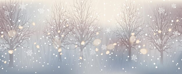 Seamless Abstract Winter Forest With Beautiful Sparkling Light Vector Christmas Background