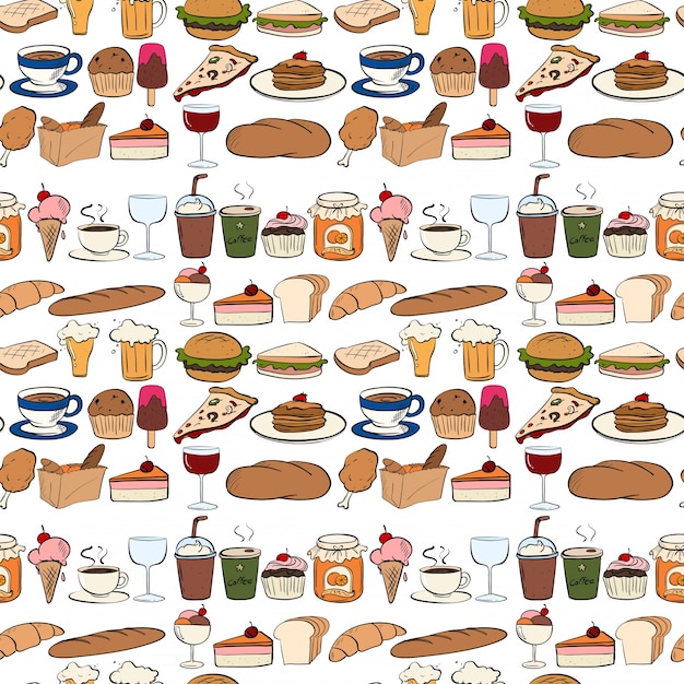 Free vector seamless all kind of food