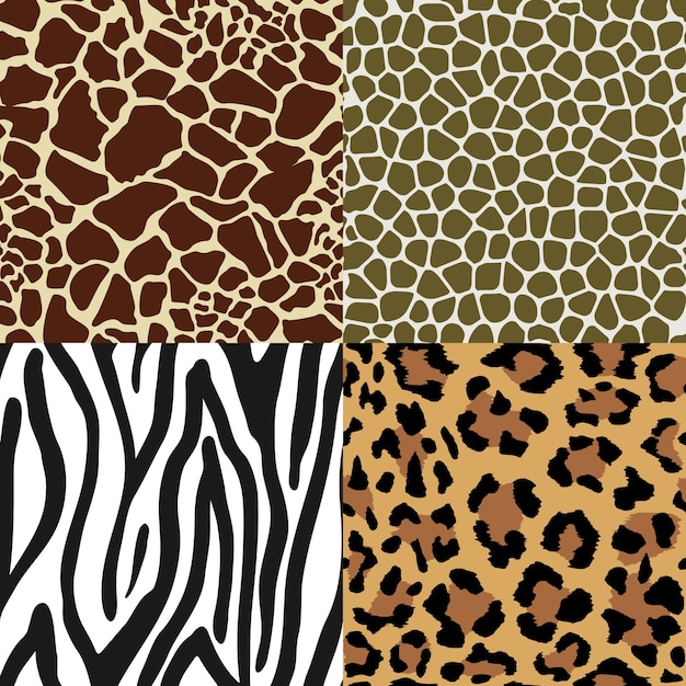 Seamless animal print pattern set