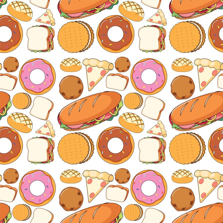 Free Vector seamless background design with bakery products