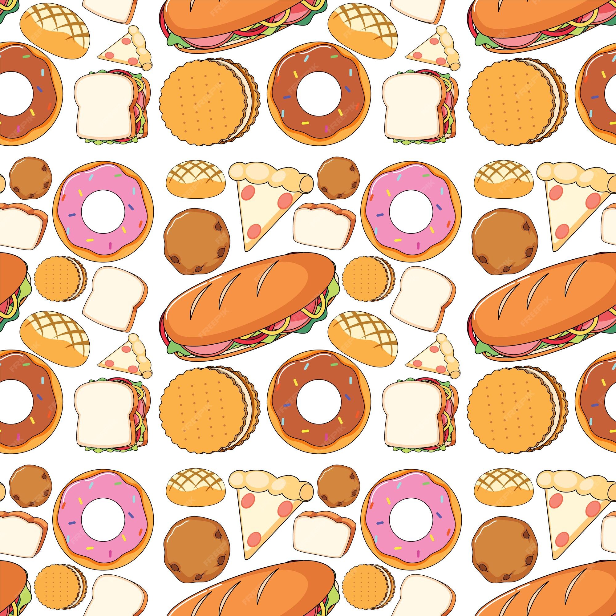 Free Vector | Seamless background design with bakery products