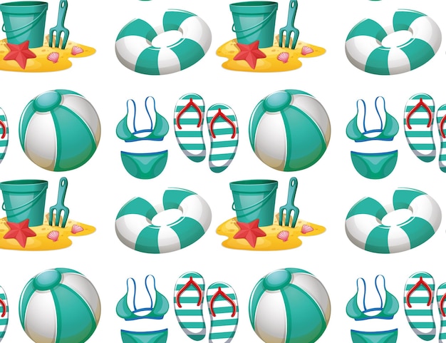 Seamless background design with beach toys