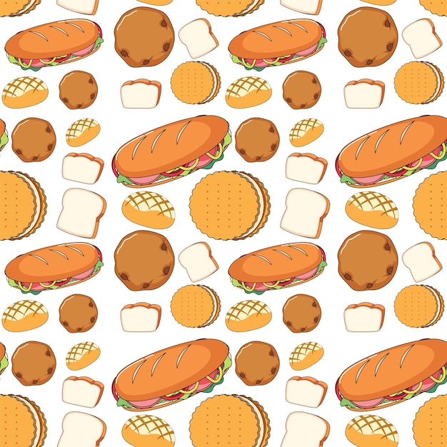 Free vector seamless background design with bread and cookies