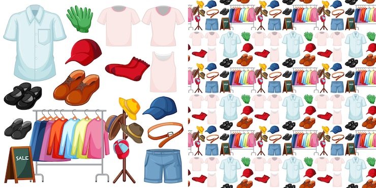 Free Vector seamless background design with cloth theme on white background