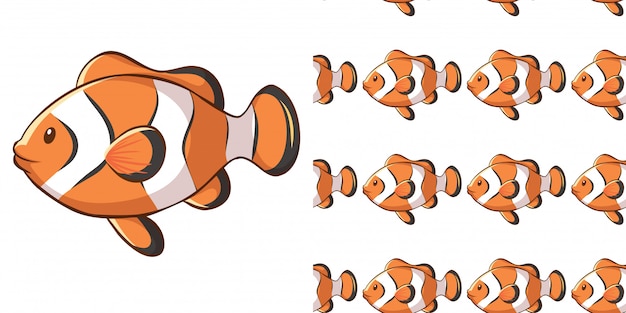 Seamless background design with clownfish