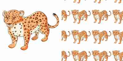 Free vector seamless background design with cute cheetah