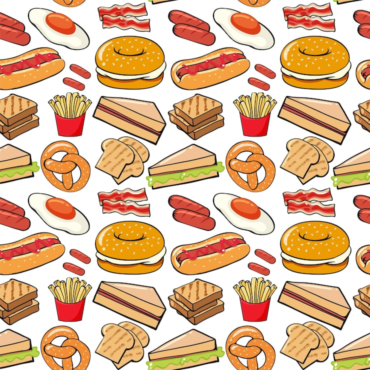 Free Vector seamless background design with different food