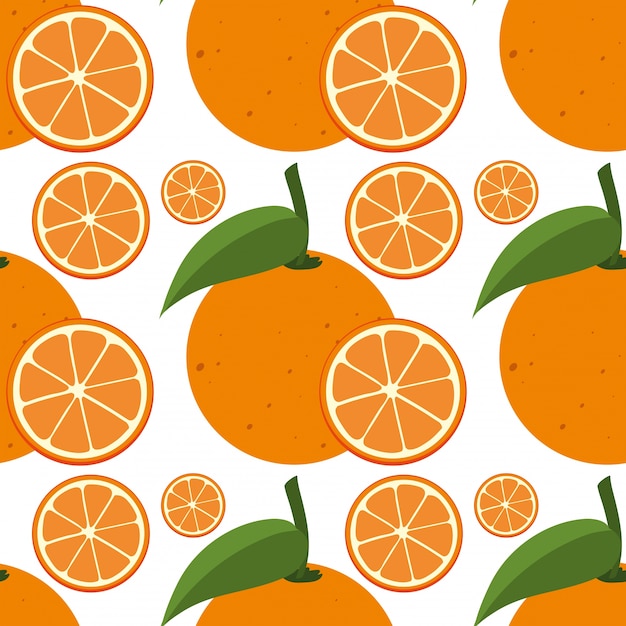 Seamless background template with fresh oranges