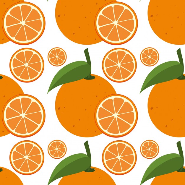 Seamless background template with fresh oranges