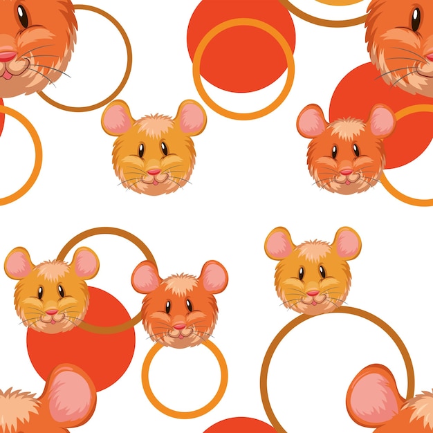 Seamless background with cute hamsters