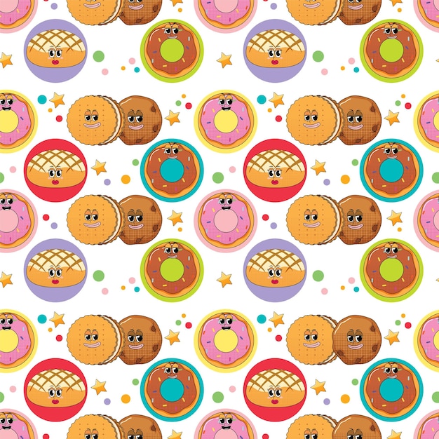 Free vector seamless background with dessert theme