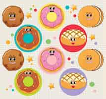 Free vector seamless background with donut and cookies