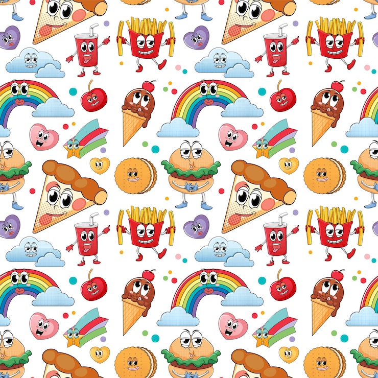 Free Vector seamless background with food theme