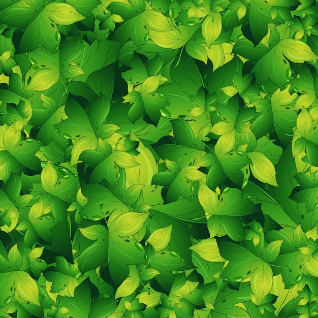 Free vector seamless background with green leaves