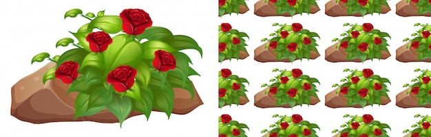 Free vector seamless background  with red roses on rock