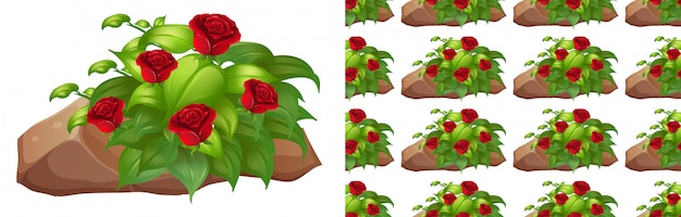 Seamless background  with red roses on rock