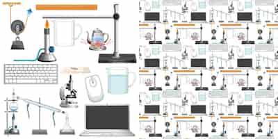 Free vector seamless background with science equipments