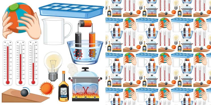 Free Vector seamless background with science equipments