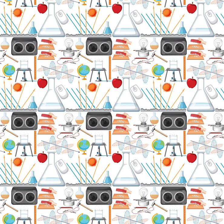 Free Vector seamless background with science equipments