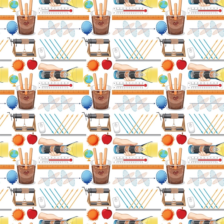 Free Vector seamless background with science equipments