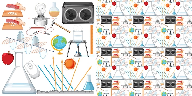 Free Vector seamless background with science equipments