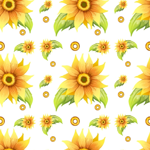Бесплатное векторное изображение Бесшовный фон с желтыми цветами