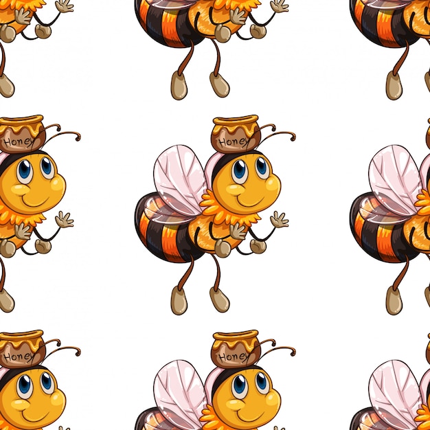 Free vector seamless bee pattern