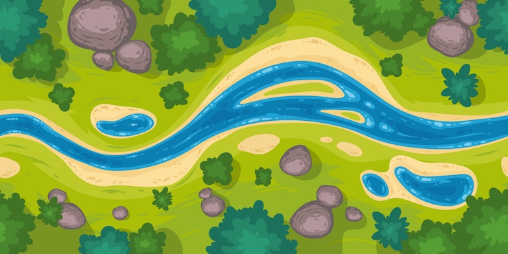 Free Vector  seamless border with river top view
