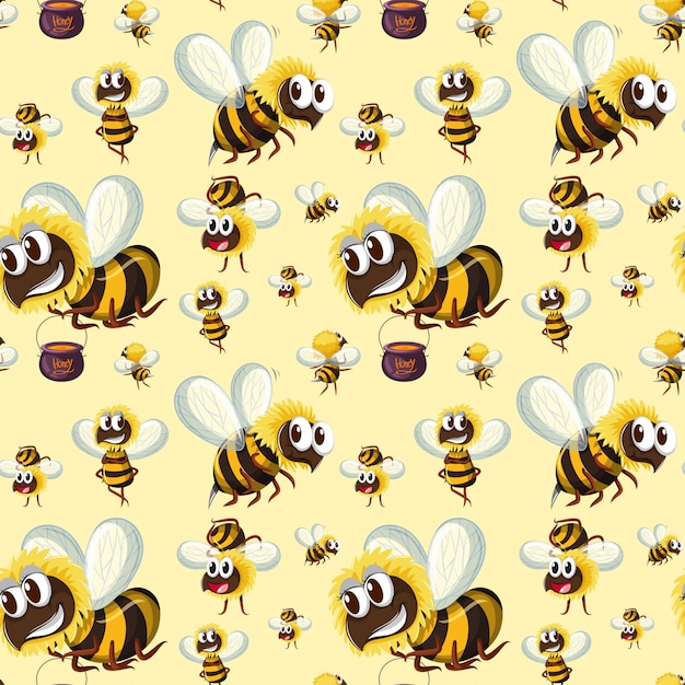 Бесплатное векторное изображение Бесшовный узор пчелиного шмеля