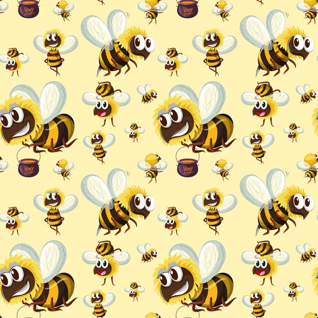 Seamless bumble bee pattern