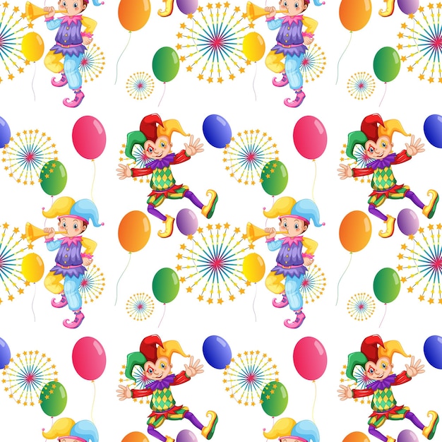 Seamless clown and balloons
