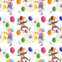 Free vector seamless clown and balloons