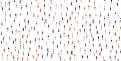 Free vector seamless crowd people pattern set in flat style different men and women isolated on white