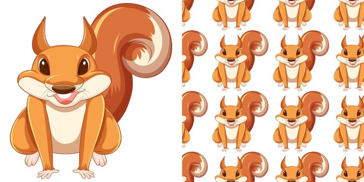 Free Vector seamless design of squirrel on white background